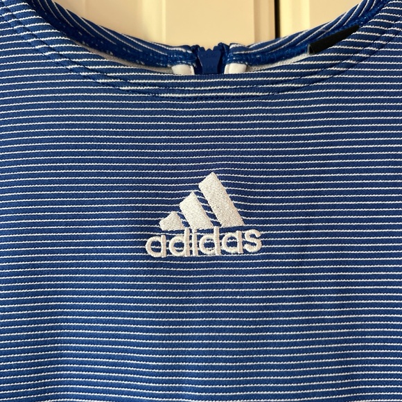 adidas Blue and White Striped Athletic Crop Tank - Picture 4 of 5